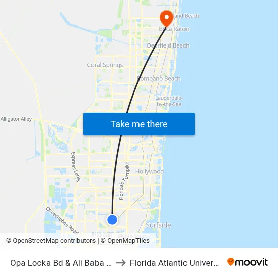 Opa Locka Bd & Ali Baba Av to Florida Atlantic University map