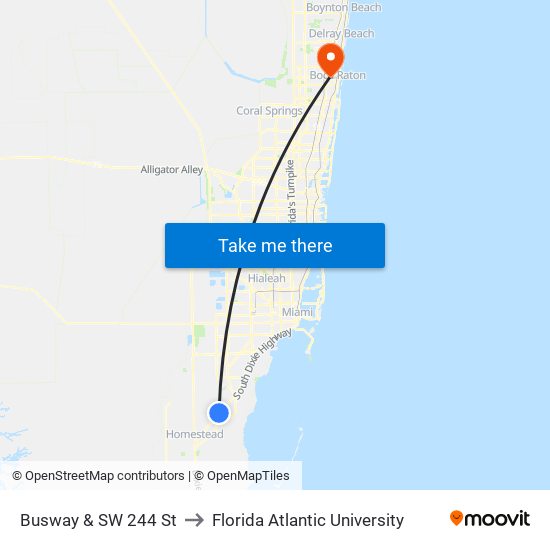 Busway & SW 244 St to Florida Atlantic University map