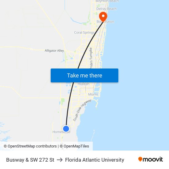 Busway & SW 272 St to Florida Atlantic University map