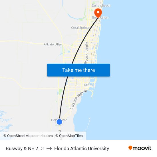 Busway & NE 2 Dr to Florida Atlantic University map
