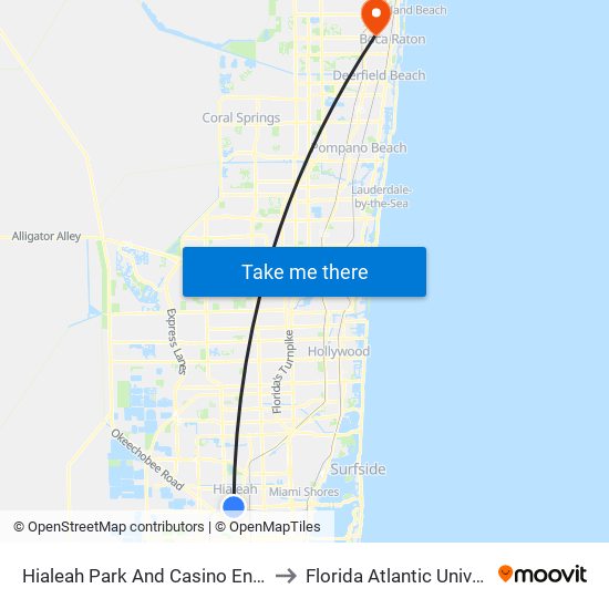 Hialeah Park And Casino Entrance to Florida Atlantic University map