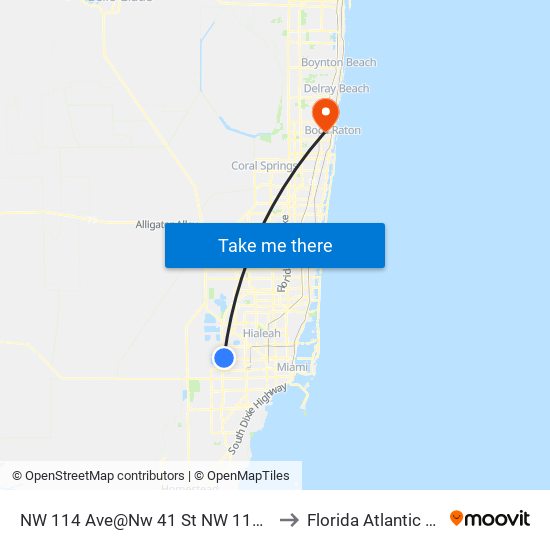 NW 114 Ave@Nw 41 St NW 114 Ave@Nw 41 St to Florida Atlantic University map