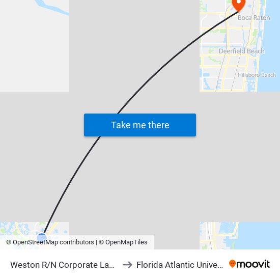 Weston R/N Corporate Lakes B to Florida Atlantic University map