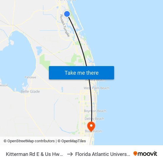 Kitterman Rd E & Us Hwy 1 to Florida Atlantic University map