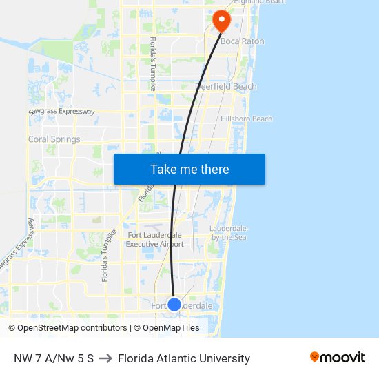 NW 7 A/Nw 5 S to Florida Atlantic University map