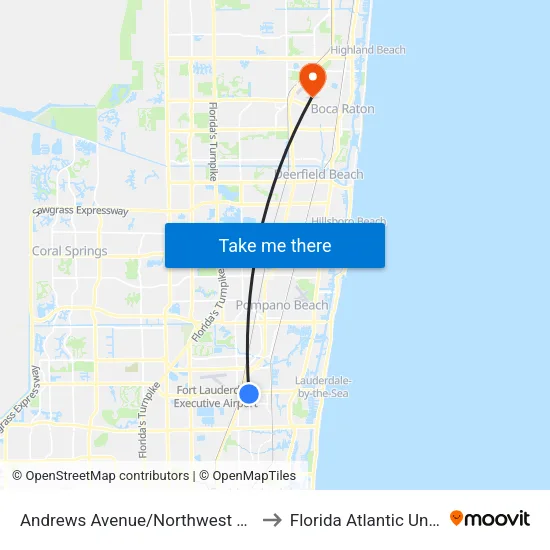 Andrews Avenue/Northwest 48th Court to Florida Atlantic University map