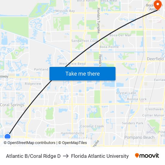 Atlantic B/Coral Ridge D to Florida Atlantic University map