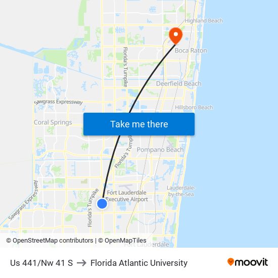 Us 441/Nw 41 S to Florida Atlantic University map