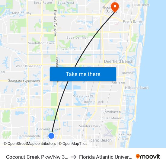 Coconut Creek Pkw/Nw 39 A to Florida Atlantic University map