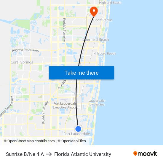 Sunrise B/Ne 4 A to Florida Atlantic University map