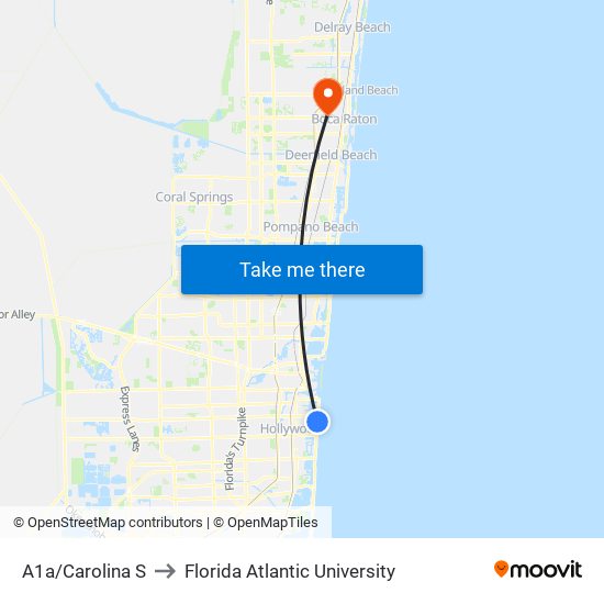 A1a/Carolina S to Florida Atlantic University map
