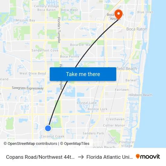 Copans Road/Northwest 44th Avenue to Florida Atlantic University map