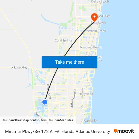 Miramar Pkwy/Sw 172 A to Florida Atlantic University map