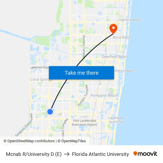 Mcnab R/University D (E) to Florida Atlantic University map