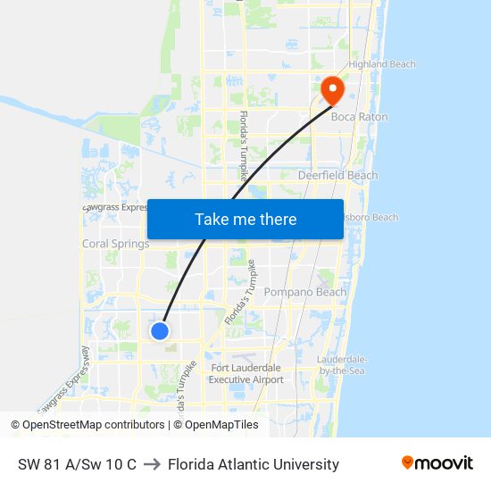 SW 81 A/Sw 10 C to Florida Atlantic University map