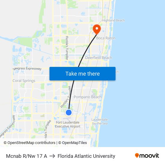 Mcnab R/Nw 17 A to Florida Atlantic University map