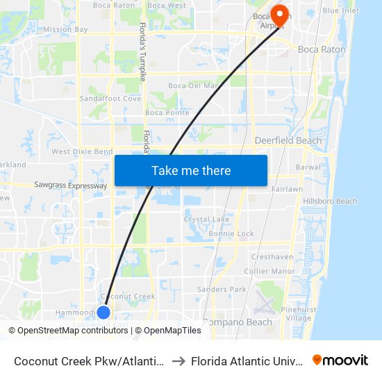 Coconut Creek Pkw/Atlantic Tech to Florida Atlantic University map
