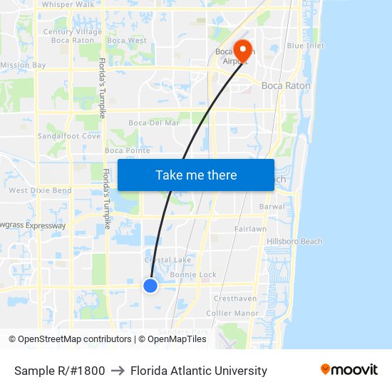 Sample R/#1800 to Florida Atlantic University map