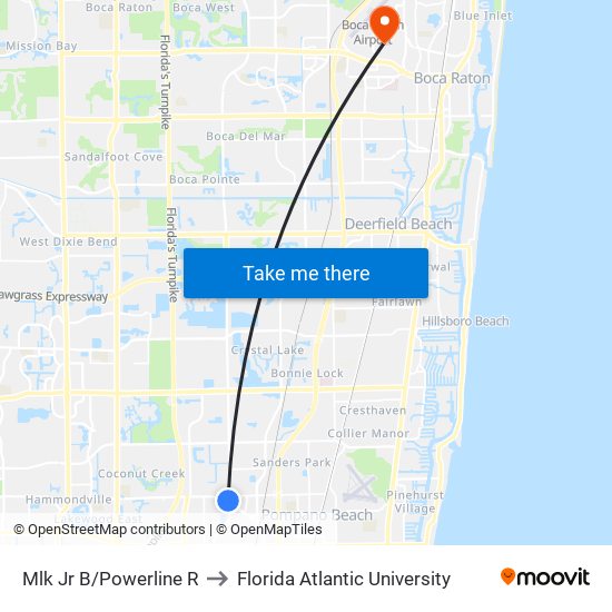 MLK JR B/POWERLINE R to Florida Atlantic University map