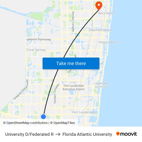 University D/Federated R to Florida Atlantic University map