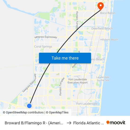 Broward B/Flamingo R - (American Heritage Sch) to Florida Atlantic University map