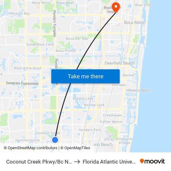 Coconut Creek Pkwy/Bc North to Florida Atlantic University map