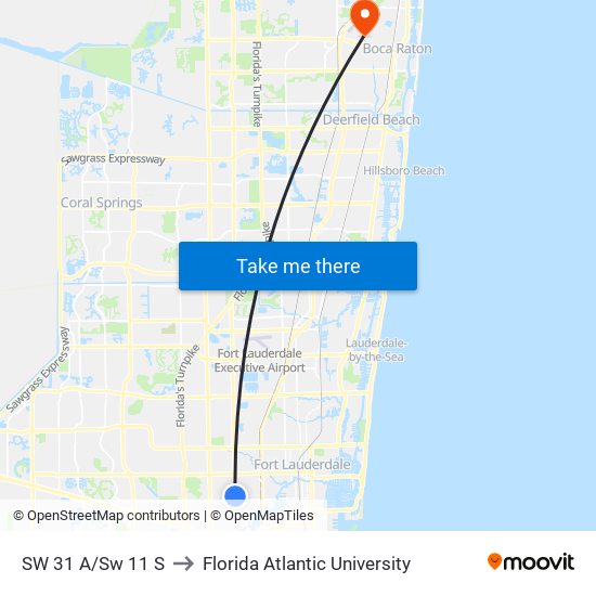 SW 31 A/Sw 11 S to Florida Atlantic University map