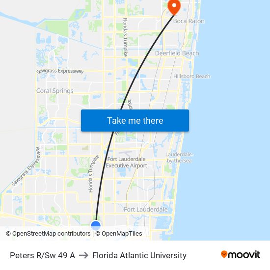 Peters R/Sw 49 A to Florida Atlantic University map