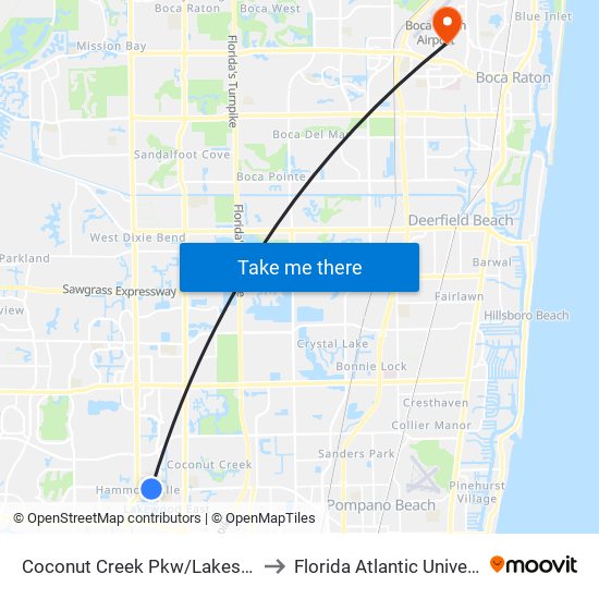 Coconut Creek Pkw/Lakeside D to Florida Atlantic University map