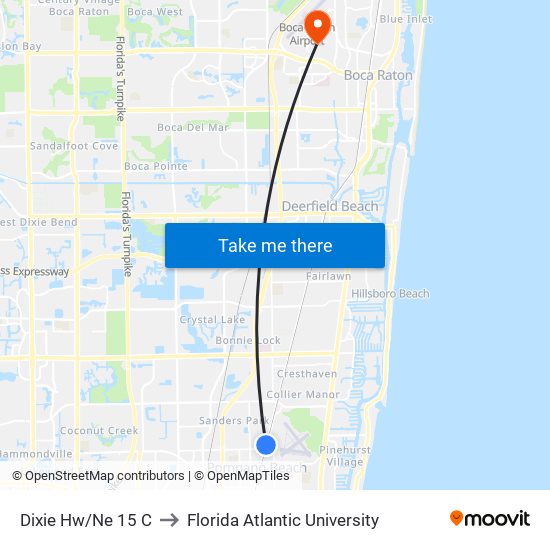 Dixie Hw/Ne 15 C to Florida Atlantic University map