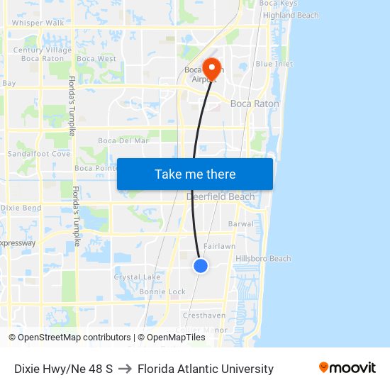 Dixie Hwy/Ne 48 S to Florida Atlantic University map