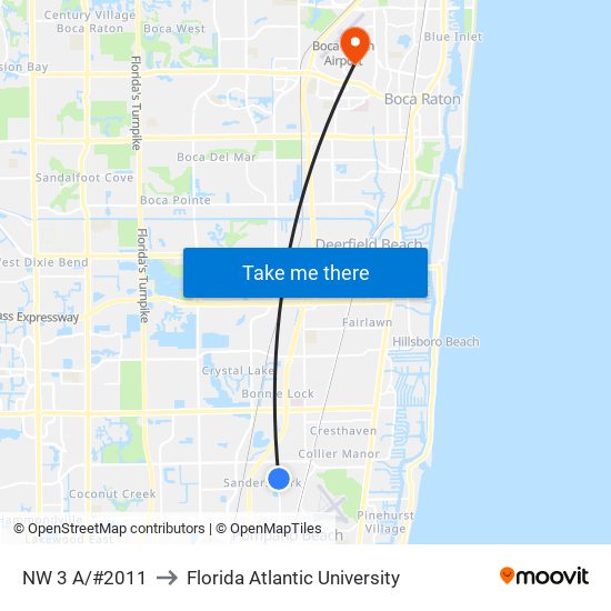 NW 3 A/#2011 to Florida Atlantic University map