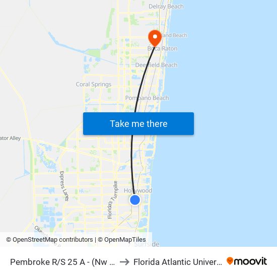 Pembroke R/S 25 A - (Nw 7 A) to Florida Atlantic University map