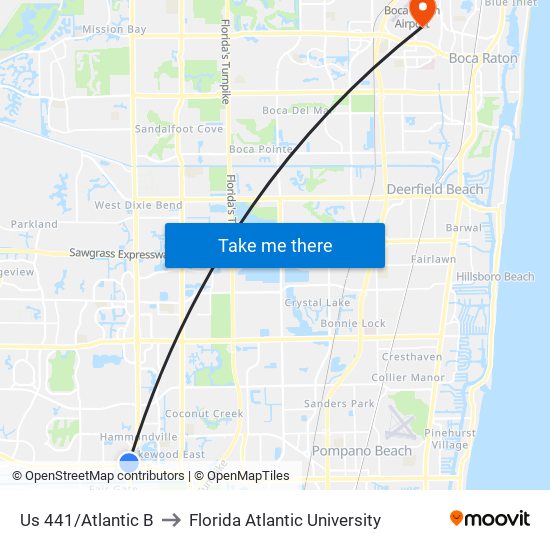 Us 441/Atlantic B to Florida Atlantic University map