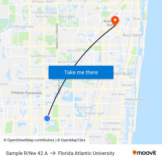 SAMPLE R/NW 42 A to Florida Atlantic University map