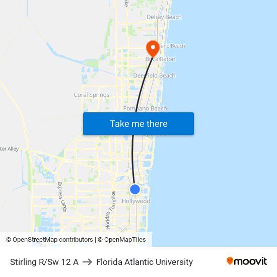 Stirling R/Sw 12 A to Florida Atlantic University map