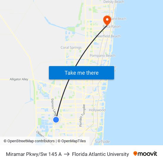 Miramar Pkwy/Sw 145 A to Florida Atlantic University map
