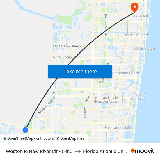 Weston R/New River Cir - (Fire Stn 83) to Florida Atlantic University map