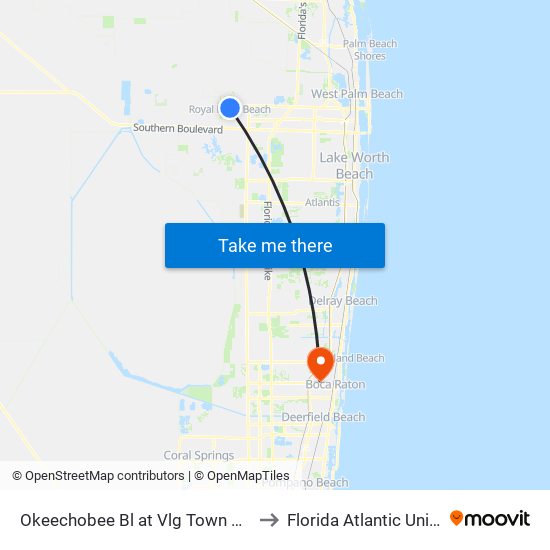 Okeechobee Bl at Vlg Town Hall M Ent to Florida Atlantic University map