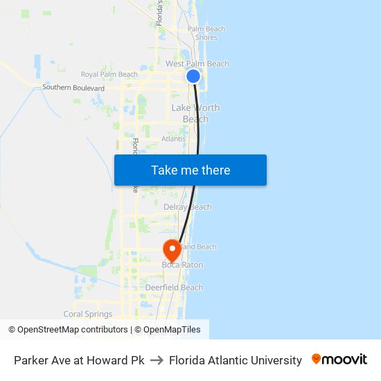 PARKER AVE at HOWARD PK to Florida Atlantic University map