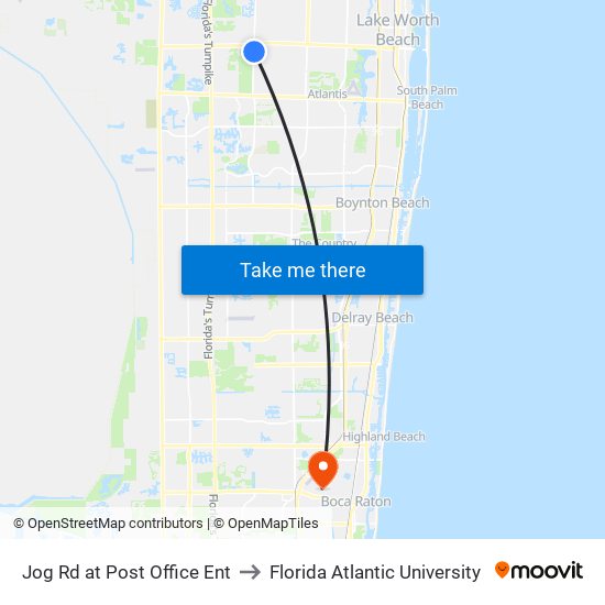 Jog Rd at  Post Office Ent to Florida Atlantic University map