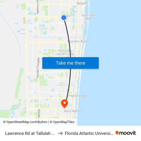 LAWRENCE RD at TALLULAH RD to Florida Atlantic University map