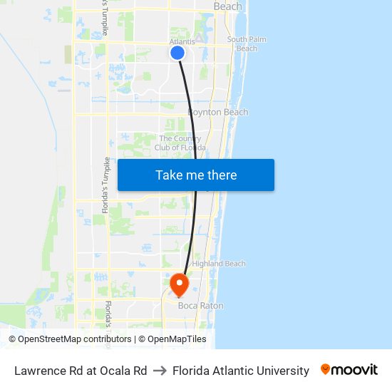 Lawrence Rd at  Ocala Rd to Florida Atlantic University map