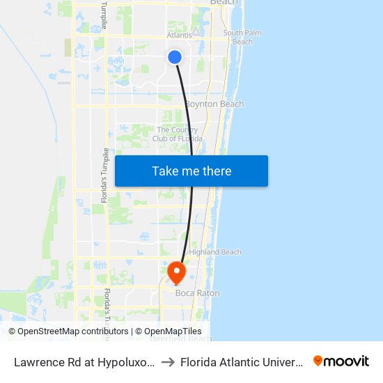 Lawrence Rd at Hypoluxo Rd to Florida Atlantic University map