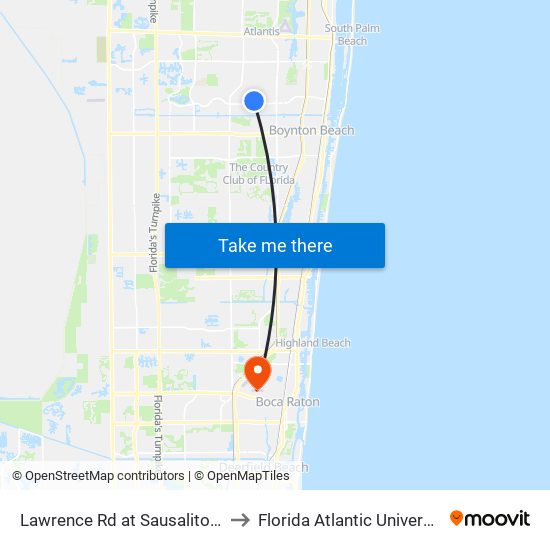 Lawrence Rd at  Sausalito Dr to Florida Atlantic University map