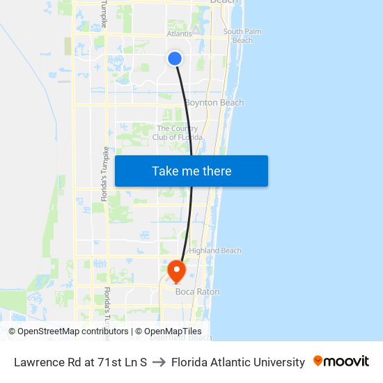 Lawrence Rd at  71st Ln S to Florida Atlantic University map