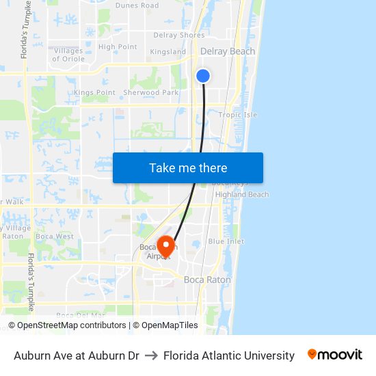Auburn Ave at  Auburn Dr to Florida Atlantic University map