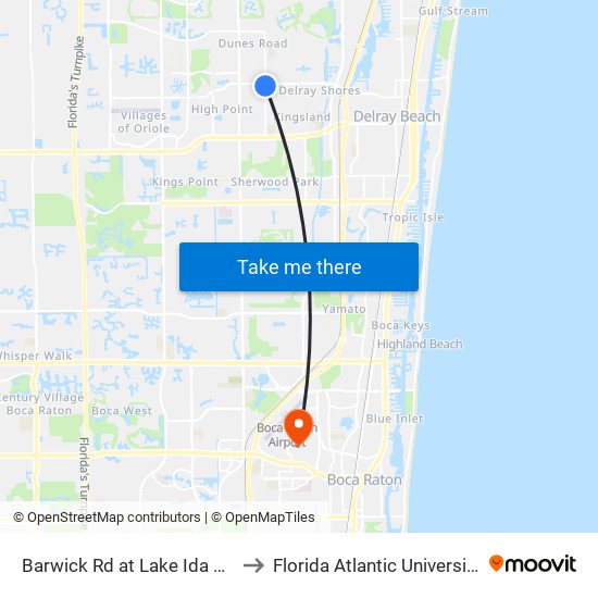 Barwick Rd at  Lake Ida Rd to Florida Atlantic University map