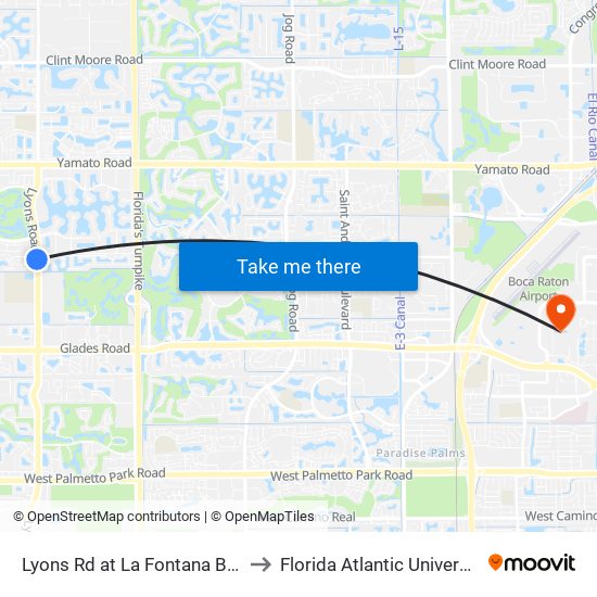 Lyons Rd at  La Fontana Blvd to Florida Atlantic University map