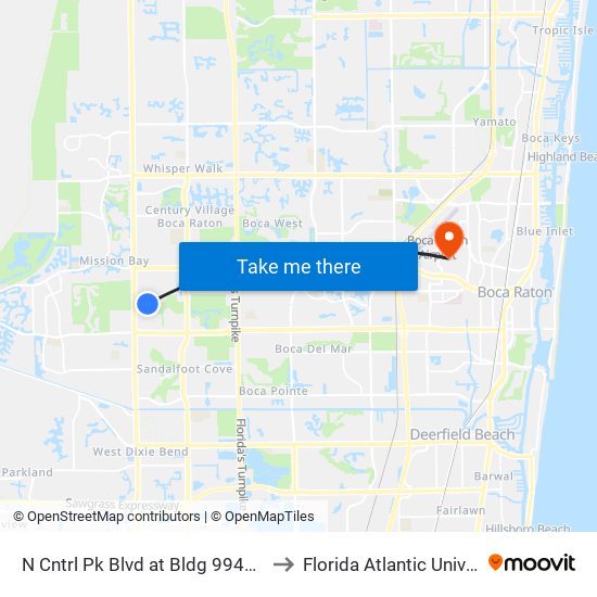 N CNTRL PK BLVD at BLDG 9945 M ENT to Florida Atlantic University map